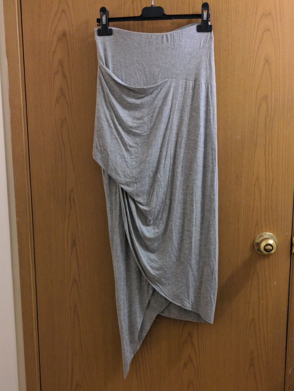Mustard Seed Gray Asymmetrical Draped Maxi Skirt